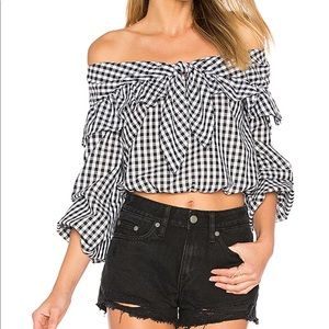 Lovers and friends off the shoulder Gingham top